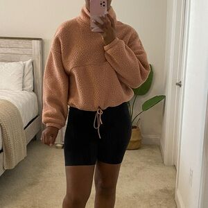 Pink Cropped Teddy Turtleneck Pullover Size Medium